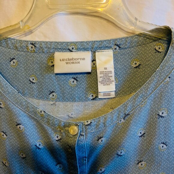 #4477 Liz Claiborne Woman blue button down long sleeve shirt size 1X - Picture 3 of 7